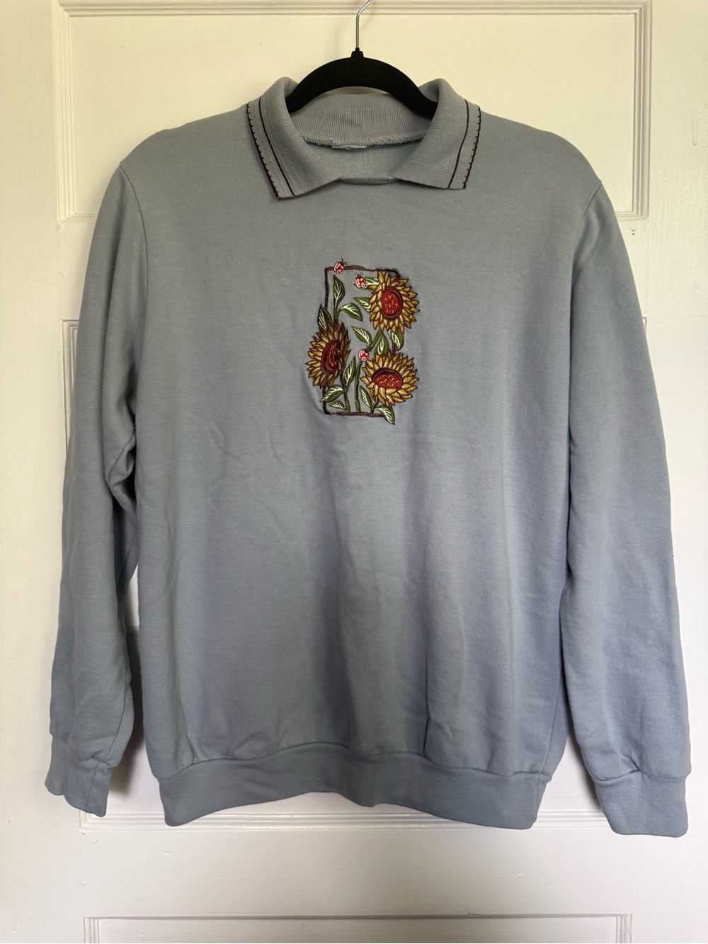 Vintage 90’s Grandmacore Cottagecore Sweatshirt W/Embroidered Sunflower Design S